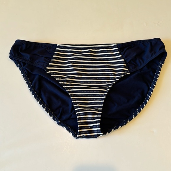 Prima Donna Swim Bottom Navy, White Stripe w/Silver Metallic Accent Size Medium - Picture 1 of 2